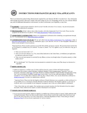 INSTRUCTIONS FOR FIANCÉ/E (K1/K2) VISA APPLICANTS.